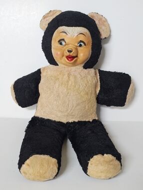 Rushton Rubber Face Chubby Panda Bear Black Plush Stuffed Animal Toy XL 25" RARE